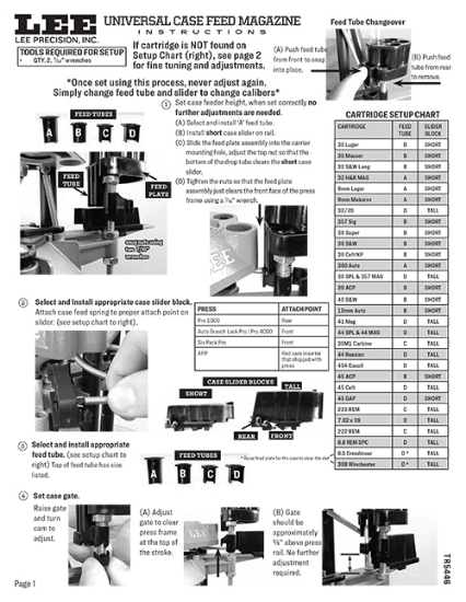 Picture of INST FOR UNIVERSAL CASE FEED MAGAZINE